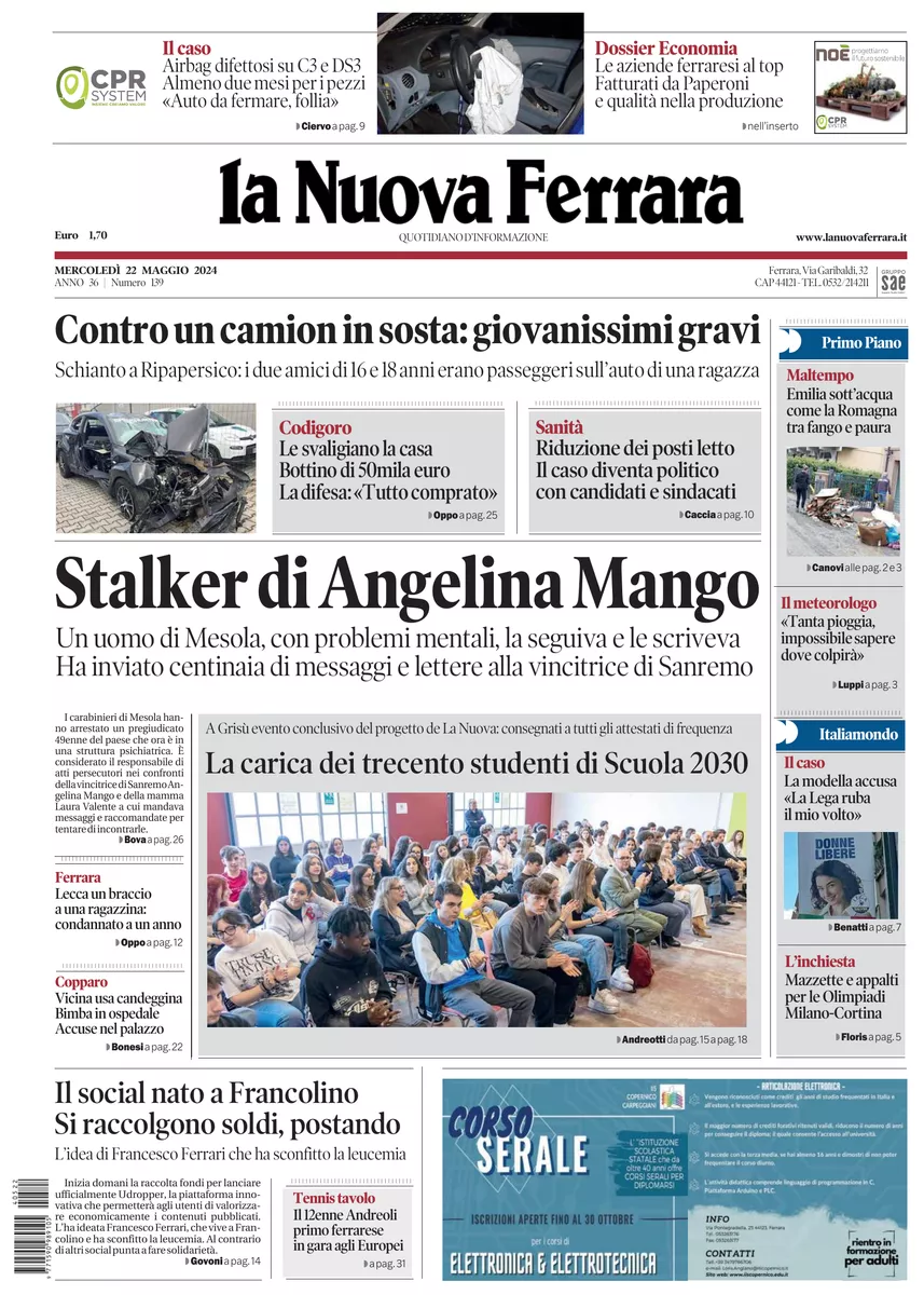 Prima-pagina-nuova ferrara-oggi-edizione-del-2024-05-22